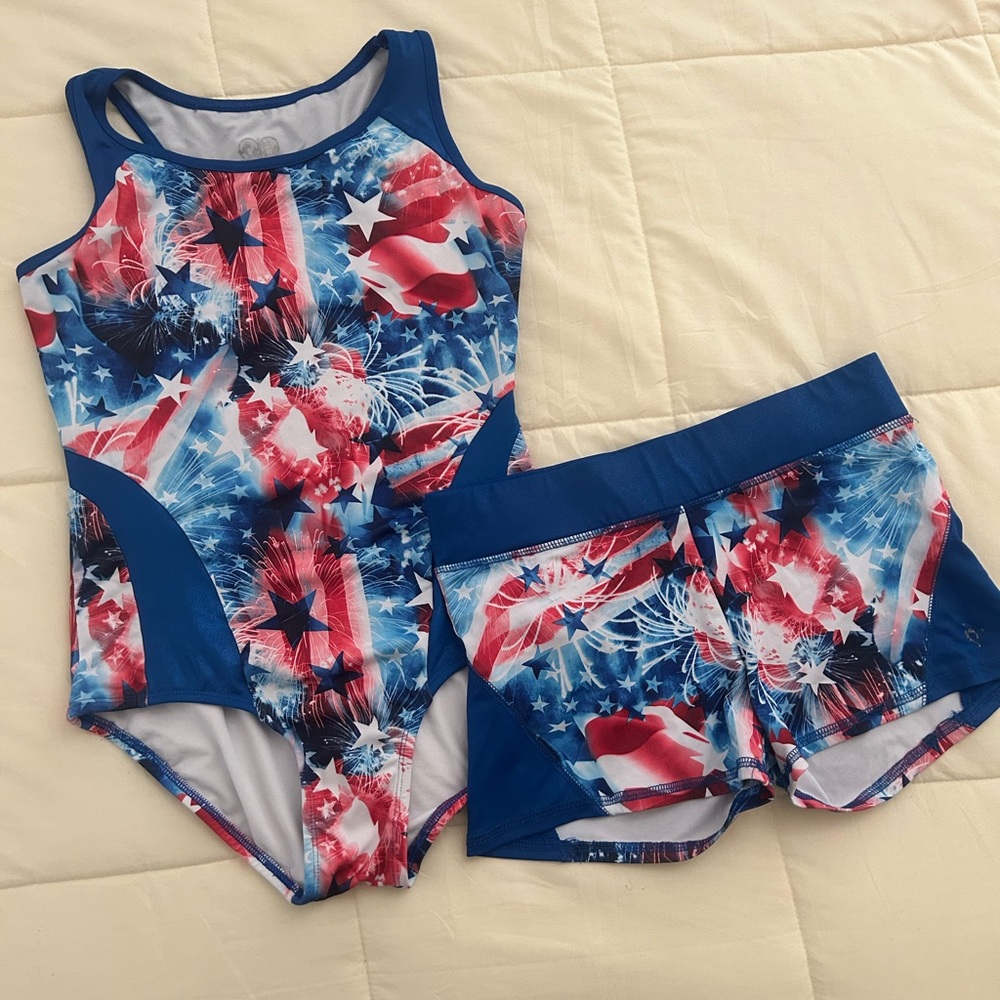 American Flag Gymnastics Leotard | Leotards | USA Leotard w bonus shorts!